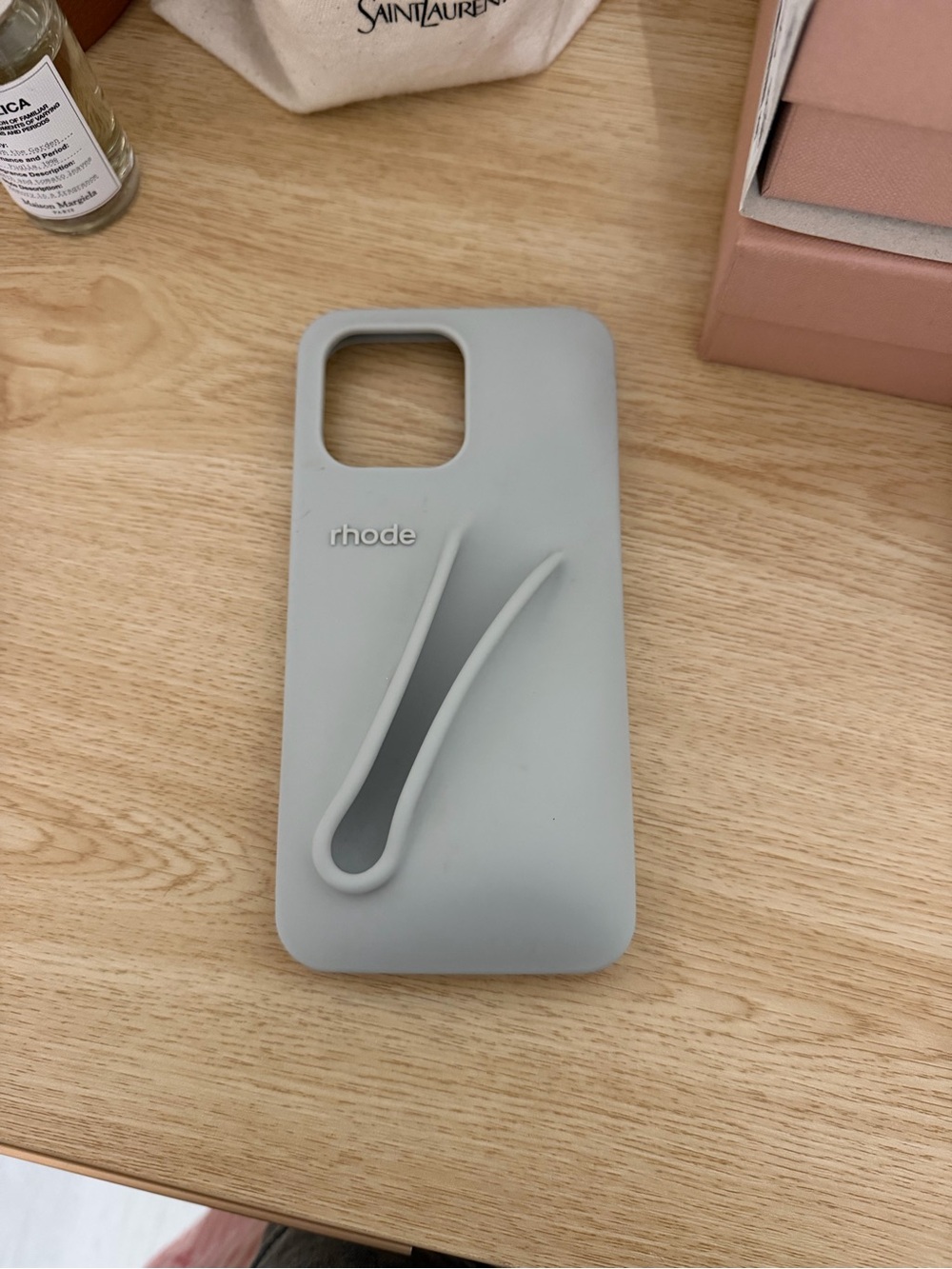 RHODE Light Gray Silicone Phone Case with Integrated Strap